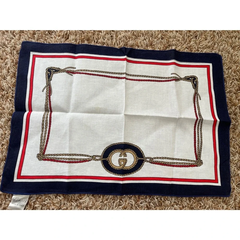 Vintage Gucci Table Linens 2 Placemats and 2 Napkins‎ Linen Cotton Blend